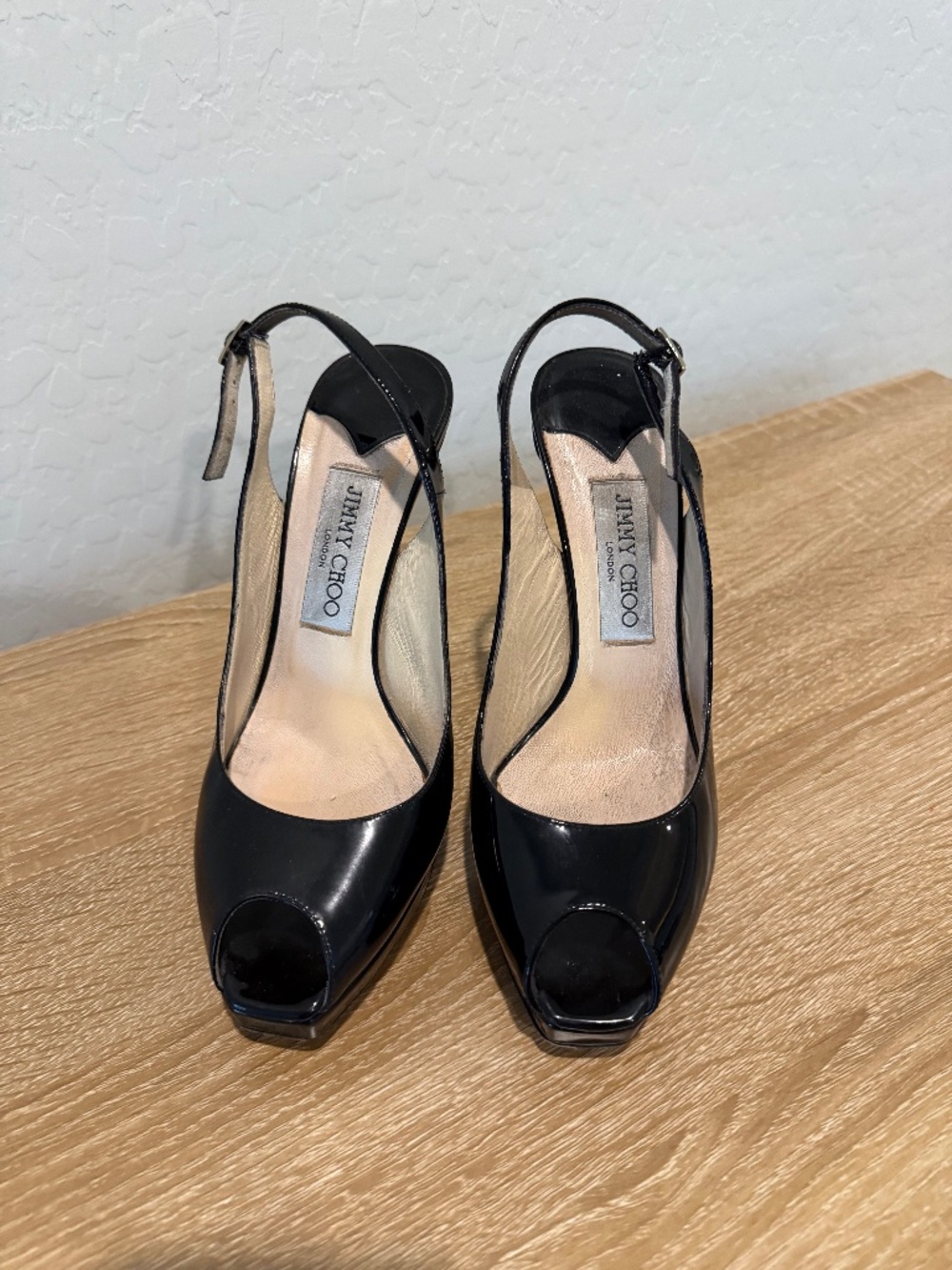 Jimmy Choo Nova Peep Toe Black Patent Pump 37
